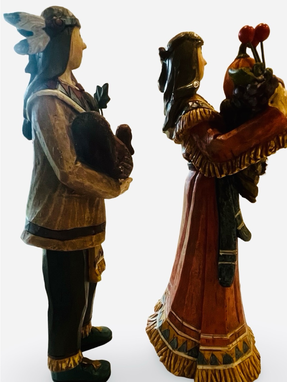 Resin Native American Figure Pair Thanksgiving Fall Decor - Picture 7 of 10